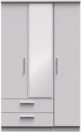 Knightsbridge Mirrored 2 Drawer 3 Door Triple Wardrobe