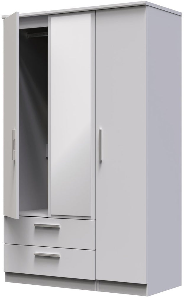 Knightsbridge Mirrored 2 Drawer 3 Door Triple Wardrobe