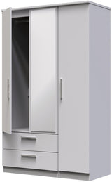 Knightsbridge Mirrored 2 Drawer 3 Door Triple Wardrobe