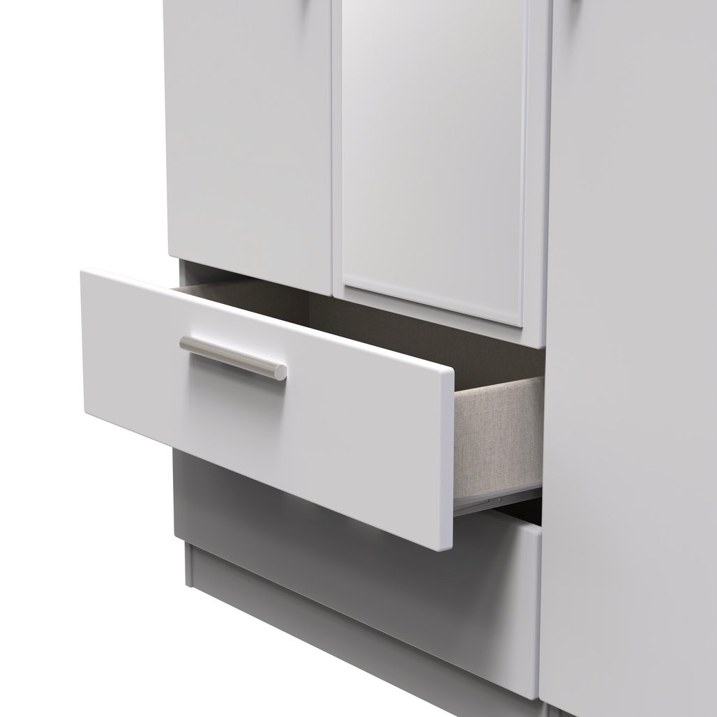 Knightsbridge Mirrored 2 Drawer 3 Door Triple Wardrobe