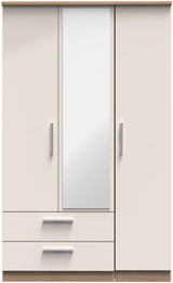 Knightsbridge Mirrored 2 Drawer 3 Door Triple Wardrobe