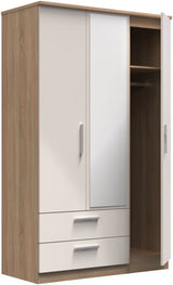 Knightsbridge Mirrored 2 Drawer 3 Door Triple Wardrobe