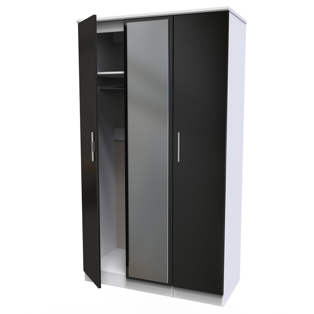 Knightsbridge Mirrored 3 Door Triple Wardrobe