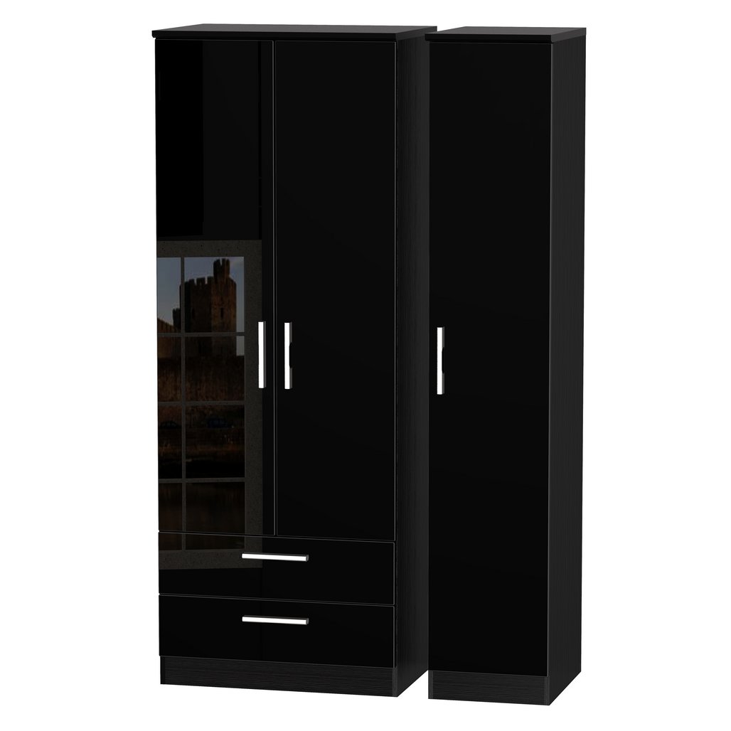 Knightsbridge Tall Large 2 Drawer 3 Door Triple Wardrobe