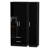 Knightsbridge Tall Large 2 Drawer 3 Door Triple Wardrobe