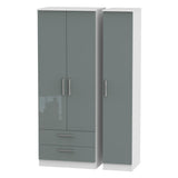 Knightsbridge Tall Large 2 Drawer 3 Door Triple Wardrobe