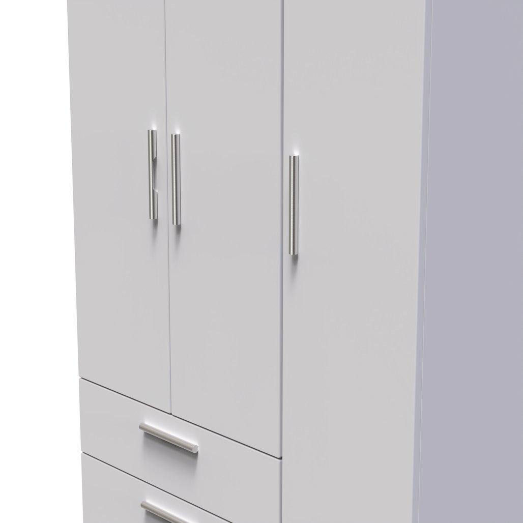 Knightsbridge Tall Large 2 Drawer 3 Door Triple Wardrobe