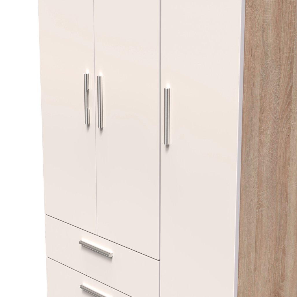 Knightsbridge Tall Large 2 Drawer 3 Door Triple Wardrobe