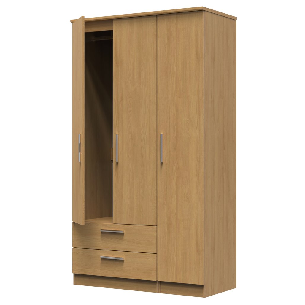 Knightsbridge Tall Large 2 Drawer 3 Door Triple Wardrobe