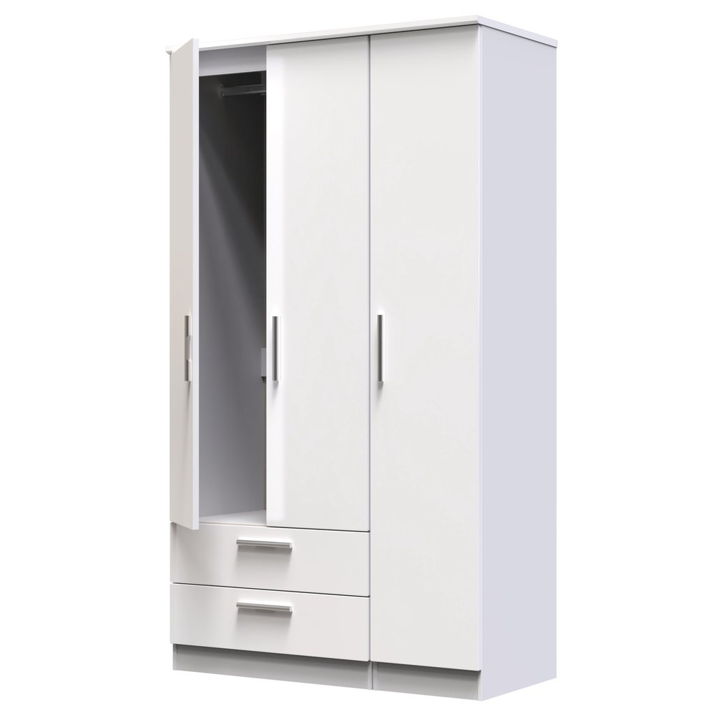 Knightsbridge Tall Large 2 Drawer 3 Door Triple Wardrobe