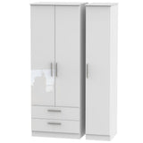 Knightsbridge Tall Large 2 Drawer 3 Door Triple Wardrobe
