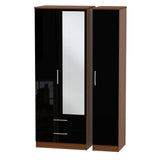 Knightsbridge Tall Mirrored Large 2 Drawer 3 Door Triple Wardrobe