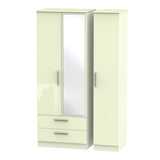 Knightsbridge Tall Mirrored Large 2 Drawer 3 Door Triple Wardrobe