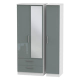 Knightsbridge Tall Mirrored Large 2 Drawer 3 Door Triple Wardrobe