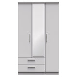 Knightsbridge Tall Mirrored Large 2 Drawer 3 Door Triple Wardrobe