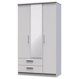Knightsbridge Tall Mirrored Large 2 Drawer 3 Door Triple Wardrobe