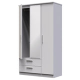 Knightsbridge Tall Mirrored Large 2 Drawer 3 Door Triple Wardrobe