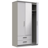 Knightsbridge Tall Mirrored Large 2 Drawer 3 Door Triple Wardrobe