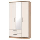 Knightsbridge Tall Mirrored Large 2 Drawer 3 Door Triple Wardrobe