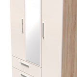 Knightsbridge Tall Mirrored Large 2 Drawer 3 Door Triple Wardrobe