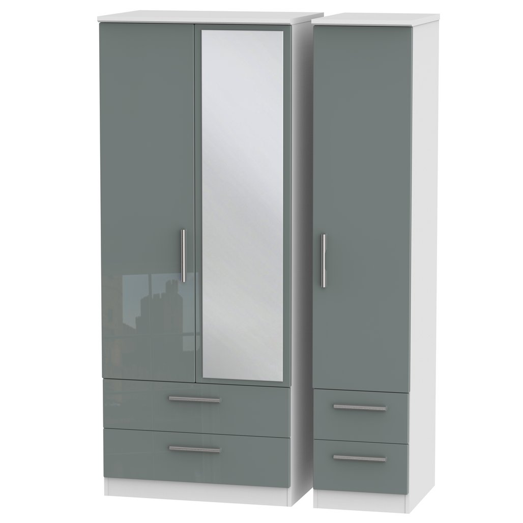Knightsbridge Mirrored 4 Drawer 3 Door Triple Wardrobe