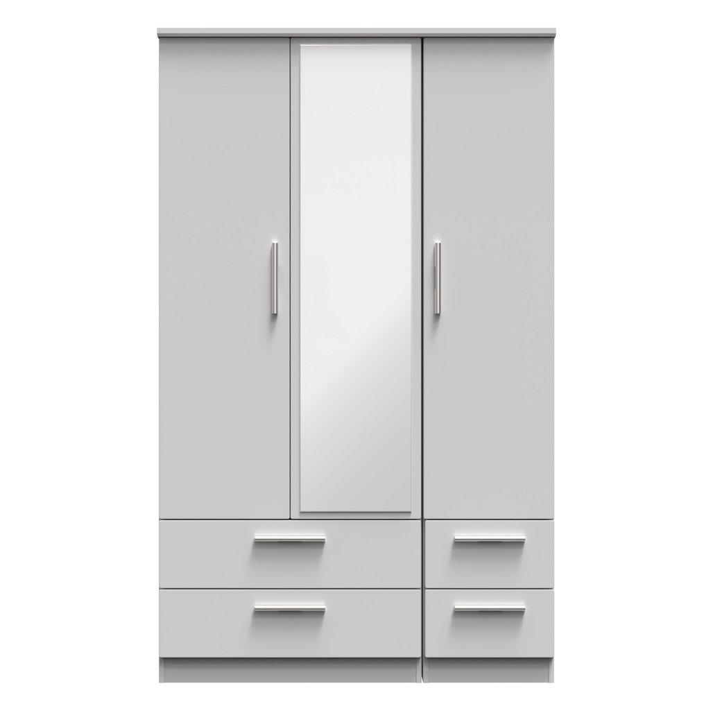 Knightsbridge Mirrored 4 Drawer 3 Door Triple Wardrobe