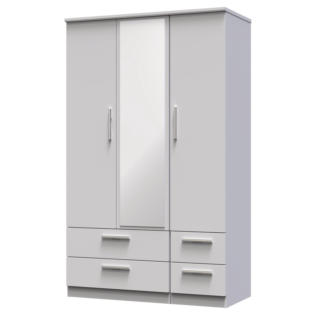 Knightsbridge Mirrored 4 Drawer 3 Door Triple Wardrobe