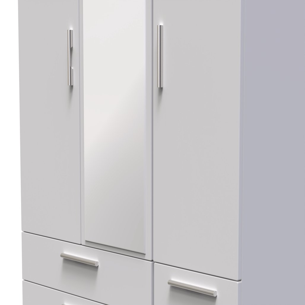 Knightsbridge Mirrored 4 Drawer 3 Door Triple Wardrobe