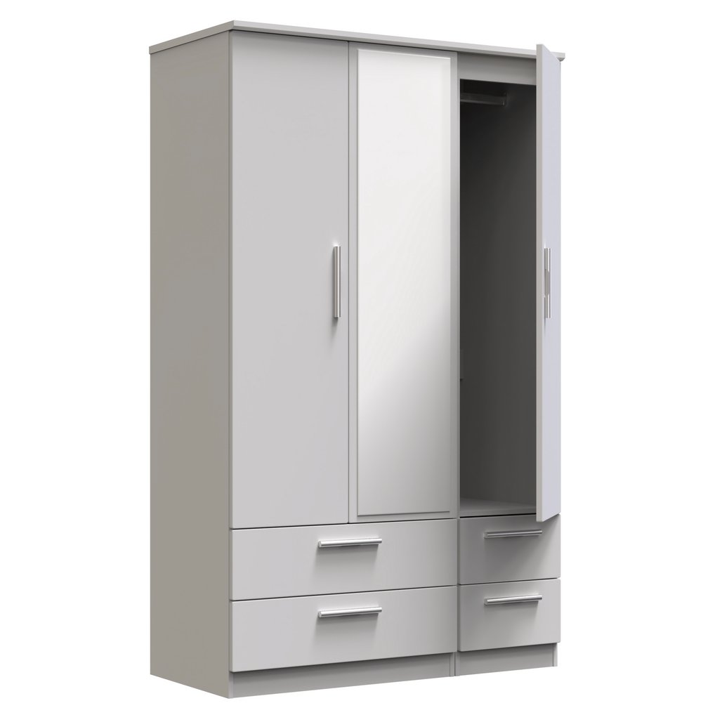 Knightsbridge Mirrored 4 Drawer 3 Door Triple Wardrobe