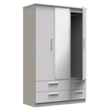 Knightsbridge Mirrored 4 Drawer 3 Door Triple Wardrobe