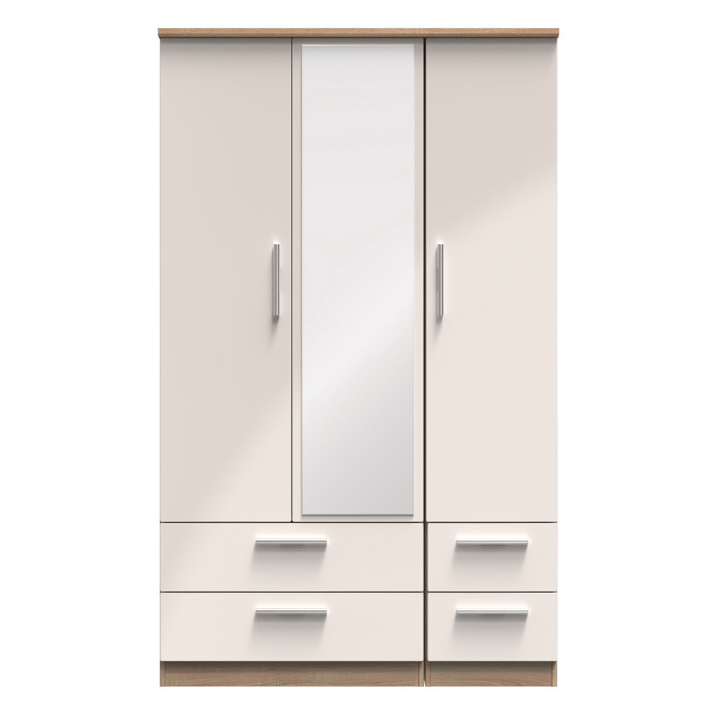 Knightsbridge Mirrored 4 Drawer 3 Door Triple Wardrobe