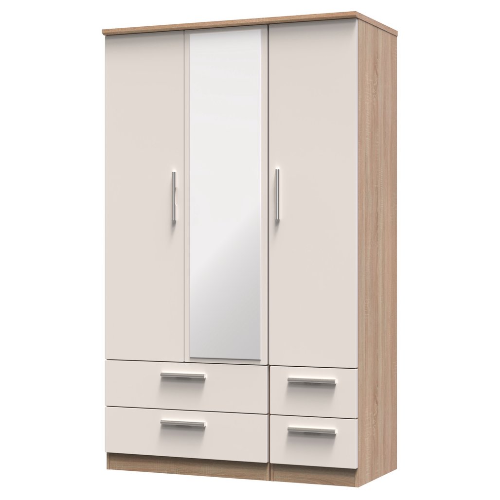 Knightsbridge Mirrored 4 Drawer 3 Door Triple Wardrobe