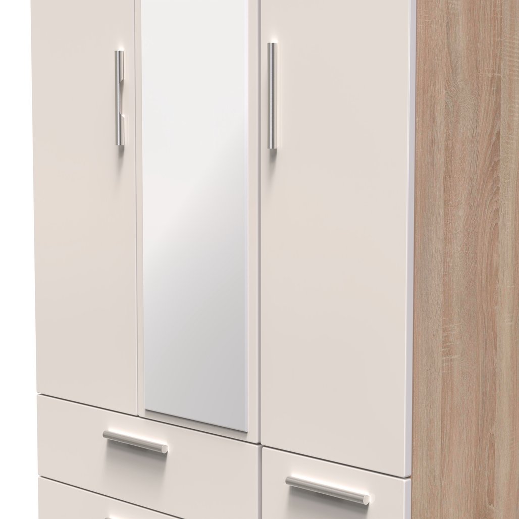 Knightsbridge Mirrored 4 Drawer 3 Door Triple Wardrobe