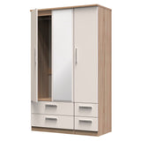 Knightsbridge Mirrored 4 Drawer 3 Door Triple Wardrobe