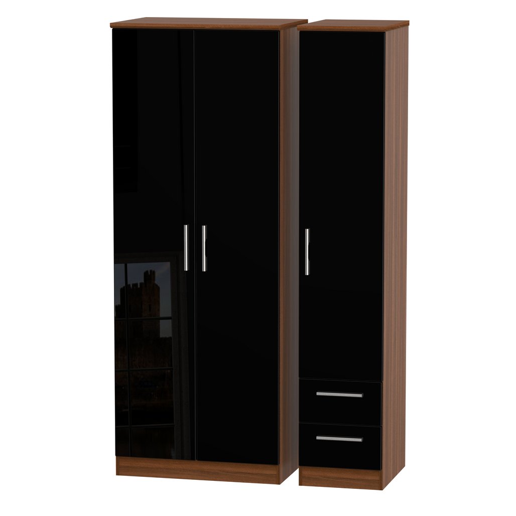 Knightsbridge Tall 2 Drawer 3 Door Triple Wardrobe