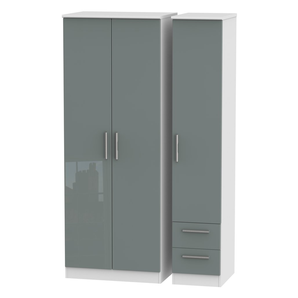 Knightsbridge Tall 2 Drawer 3 Door Triple Wardrobe