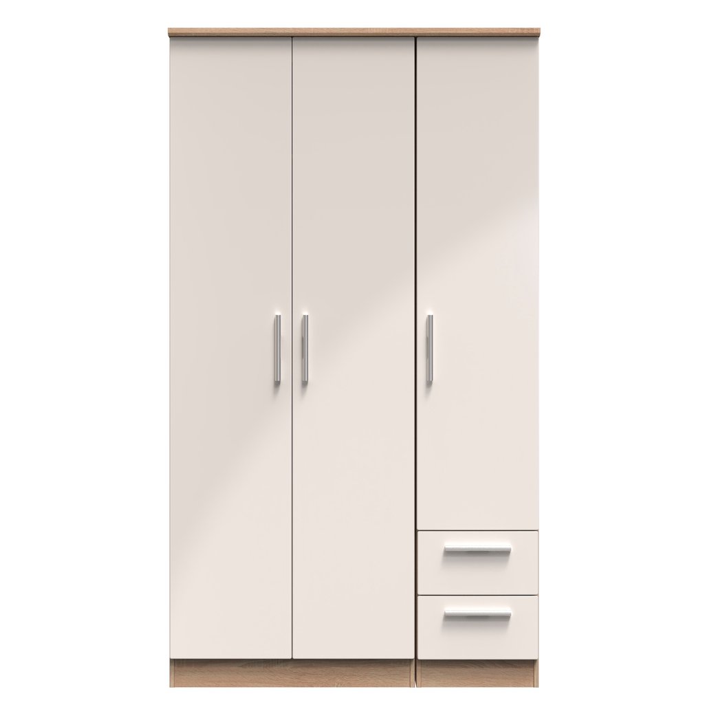 Knightsbridge Tall 2 Drawer 3 Door Triple Wardrobe