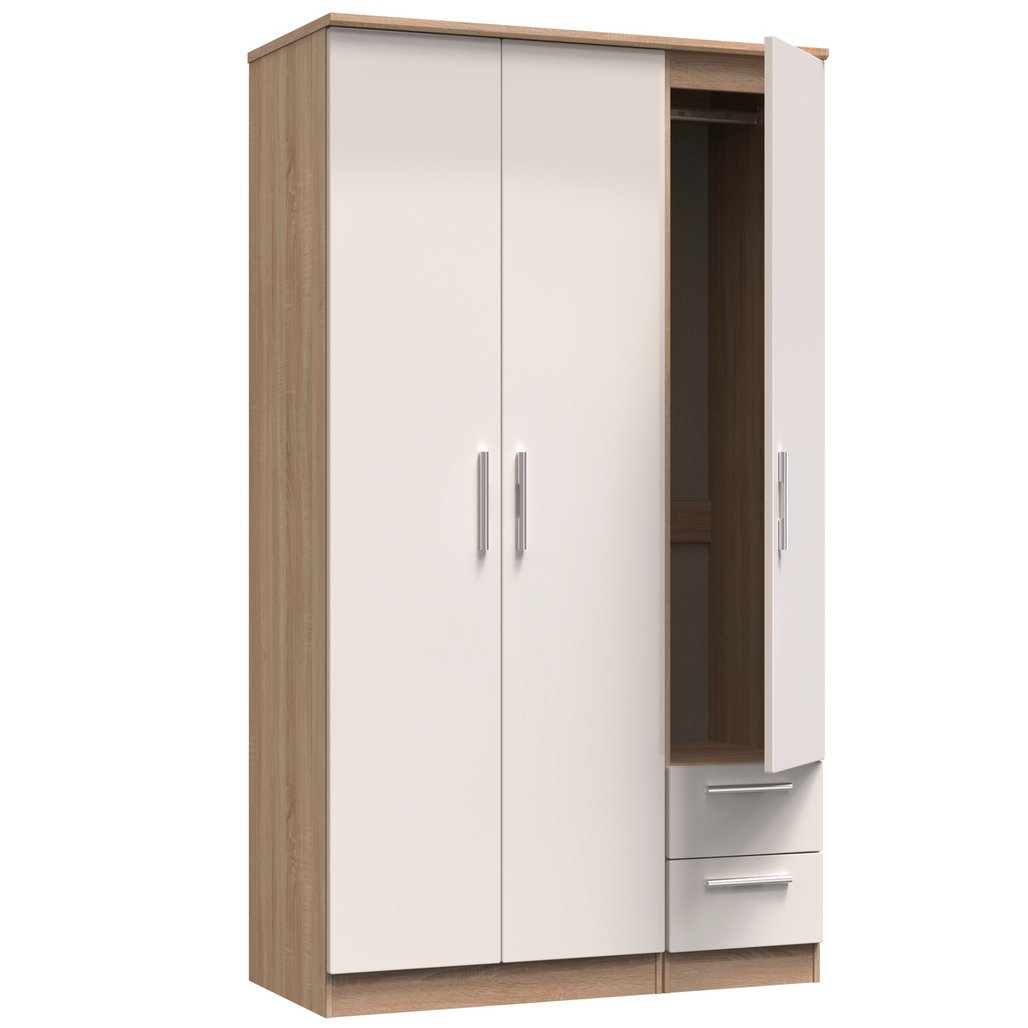 Knightsbridge Tall 2 Drawer 3 Door Triple Wardrobe