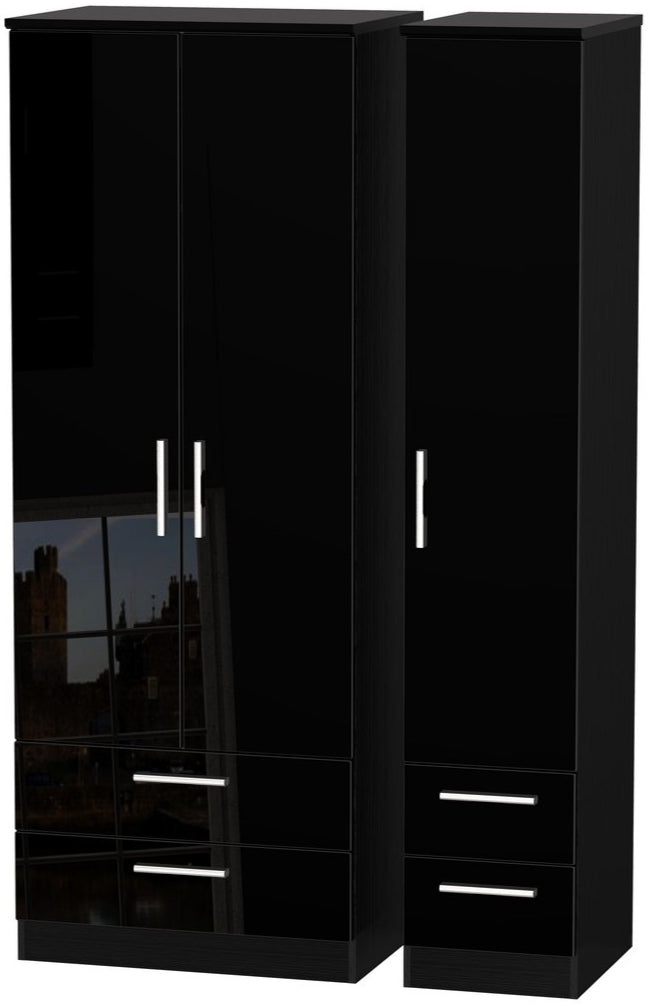 Knightsbridge Tall 4 Drawer 3 Door Triple Wardrobe