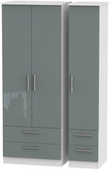 Knightsbridge Tall 4 Drawer 3 Door Triple Wardrobe