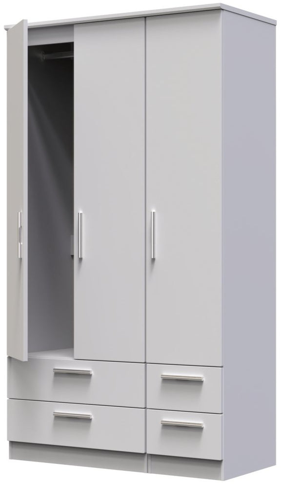 Knightsbridge Tall 4 Drawer 3 Door Triple Wardrobe