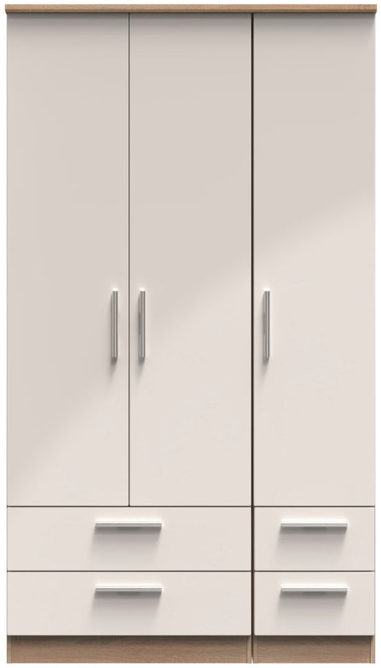 Knightsbridge Tall 4 Drawer 3 Door Triple Wardrobe