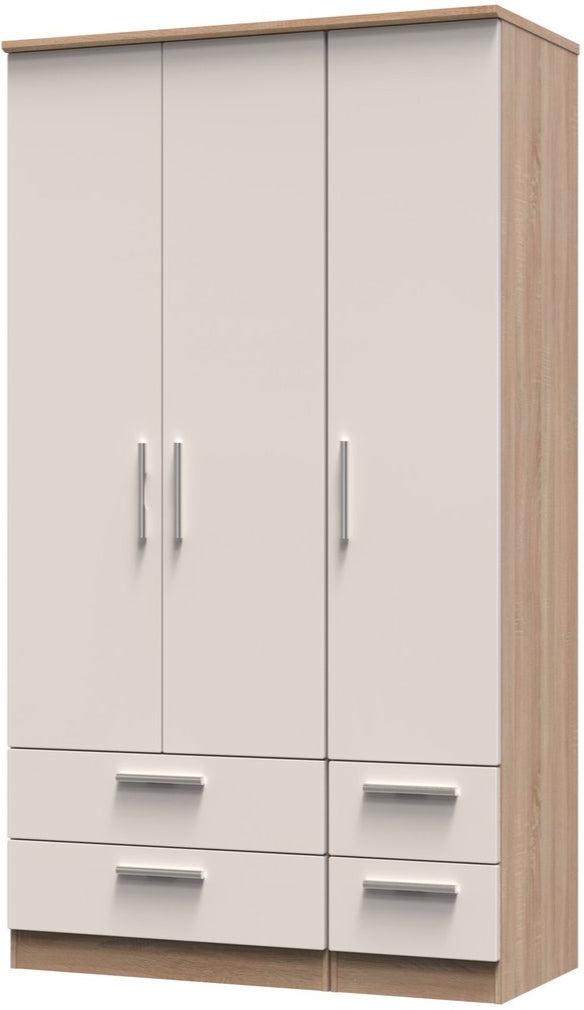Knightsbridge Tall 4 Drawer 3 Door Triple Wardrobe