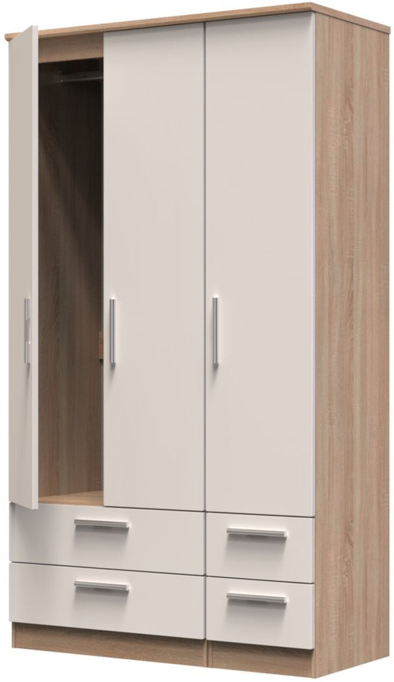 Knightsbridge Tall 4 Drawer 3 Door Triple Wardrobe