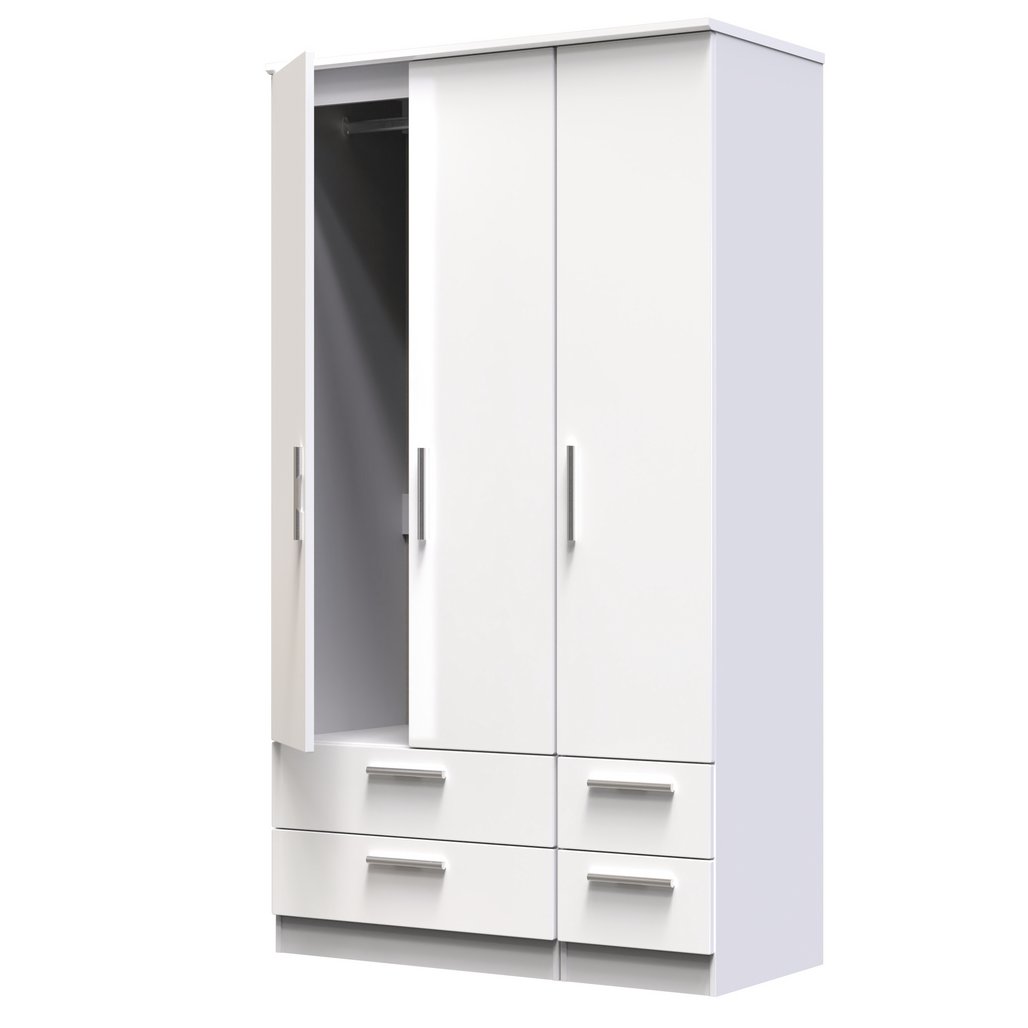 Knightsbridge Tall 4 Drawer 3 Door Triple Wardrobe