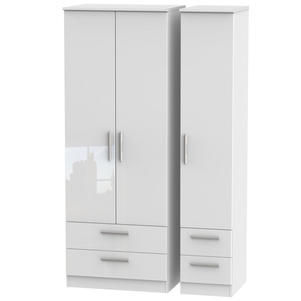Knightsbridge Tall 4 Drawer 3 Door Triple Wardrobe