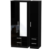 Knightsbridge Tall Mirrored 4 Drawer 3 Door Triple Wardrobe