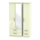 Knightsbridge Tall Mirrored 4 Drawer 3 Door Triple Wardrobe