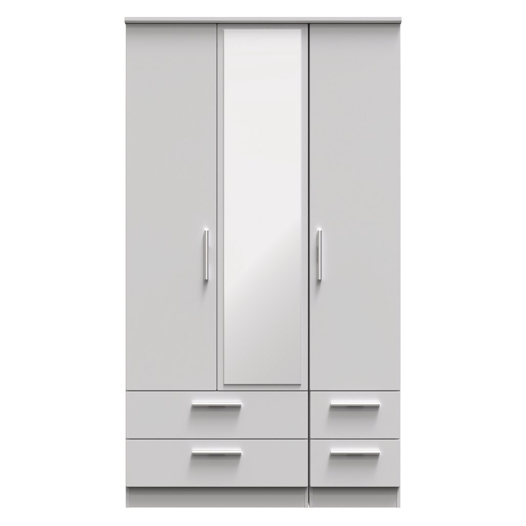 Knightsbridge Tall Mirrored 4 Drawer 3 Door Triple Wardrobe