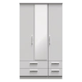 Knightsbridge Tall Mirrored 4 Drawer 3 Door Triple Wardrobe